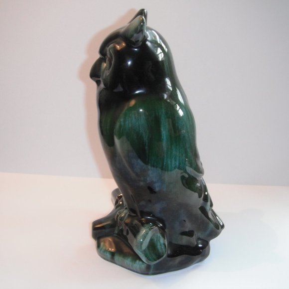 Vintage Blue Mountain Pottery Ceramic Owl Figurine Statue Green/Black Canada - Picture 4 of 7